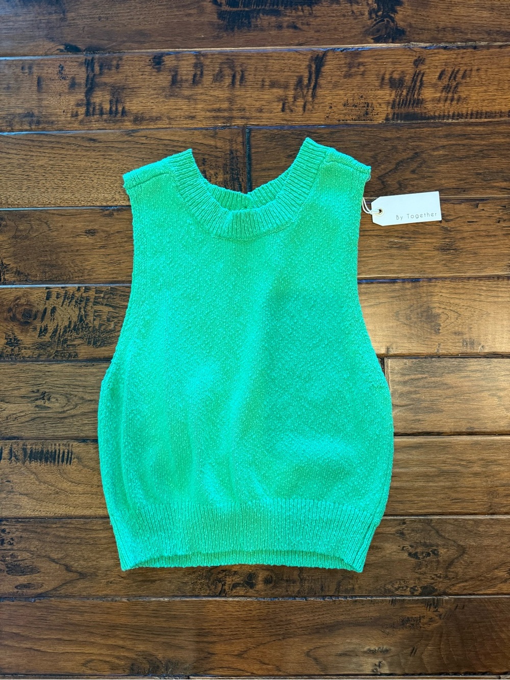 Sleeveless Knit Top in Bright Emerald Green with open back